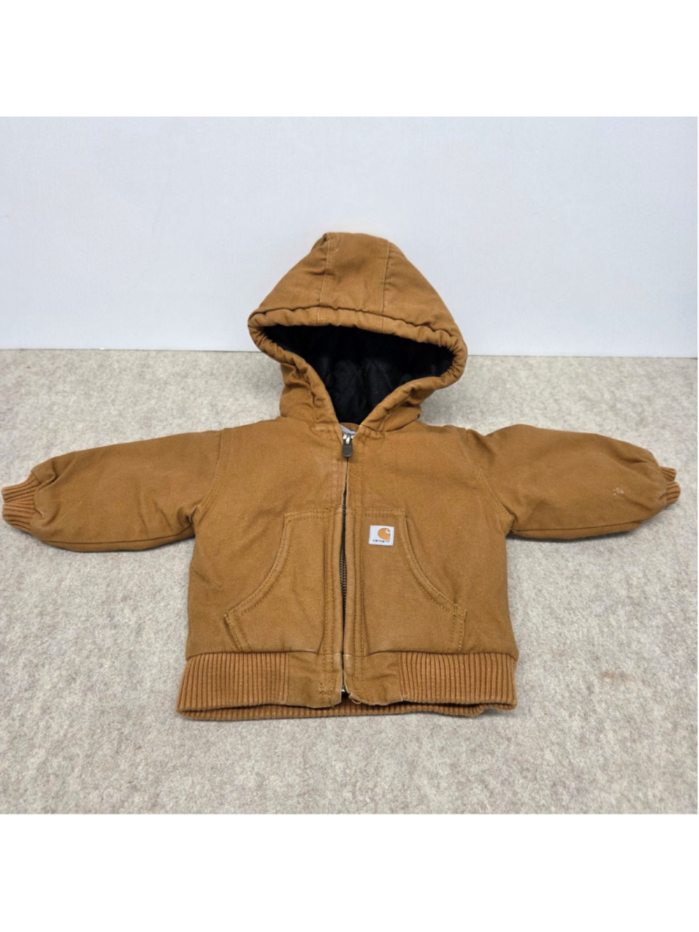 Carhartt Baby Boy Canvas Insulated Hooded Active Jacket Brown 6M